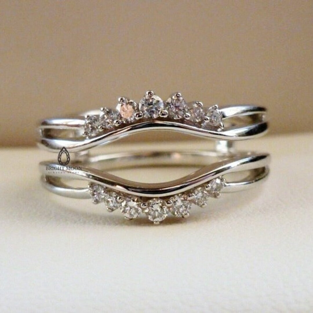 Enhancer Engagement Ring Wedding Ring Jacket Double Curved Etsy