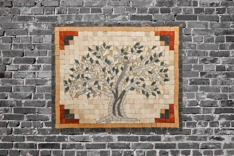 Olive Tree Kitchen Backsplash Mural Mosaic Tiles. Handcrafted Etsy