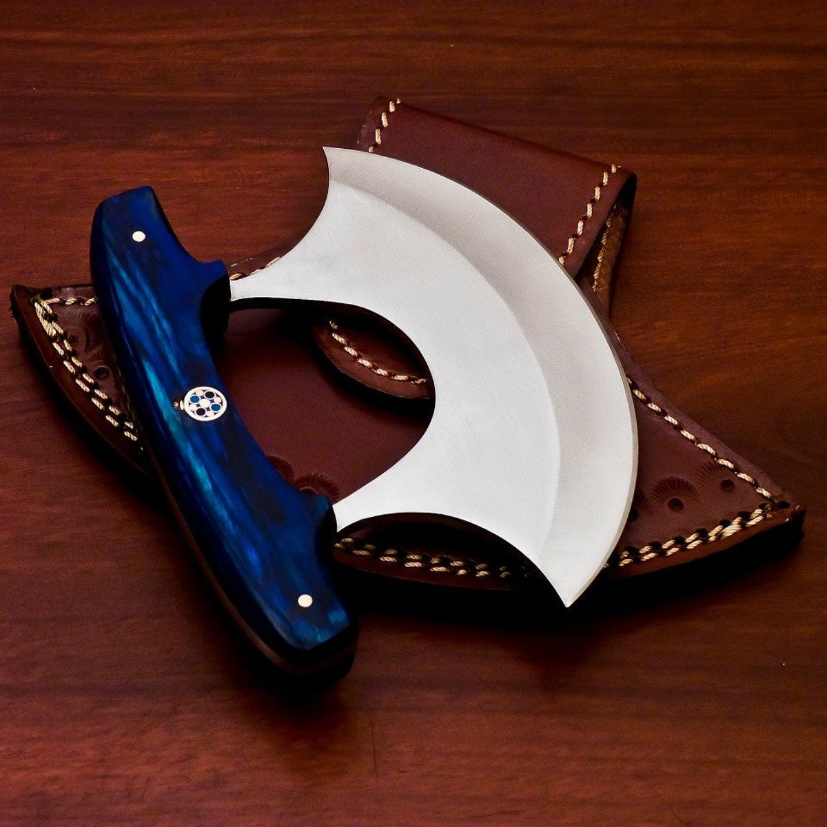 Personalized D2 Chef Kitchen Ulu Knife Chef Knife Heavy Duty D2 Handle Rose Wood With Leather Sheath - Etsy