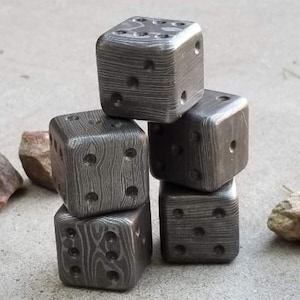 16MM Damascus Steel Dice, 20.49 Dollar per Die / Hand Forged Steel / Damascus Steel / Six Sided Iron / Game Dice / Larp / Gamer Gift