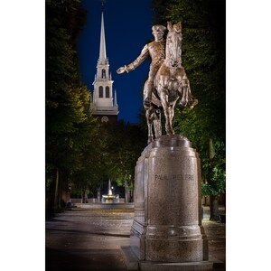 Paul Revere, Boston, historic figure, north church, fall colors, canvas wall art