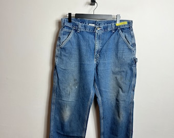 Carhartt Single Knee Pants XL 38x32 azul Carpenter Workwear Denim Jeans baggy skate