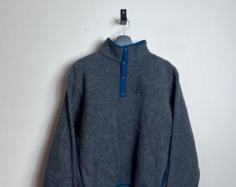 Vintage L.L.Bean Fleece S gray aqua Snap T Pullover 90s