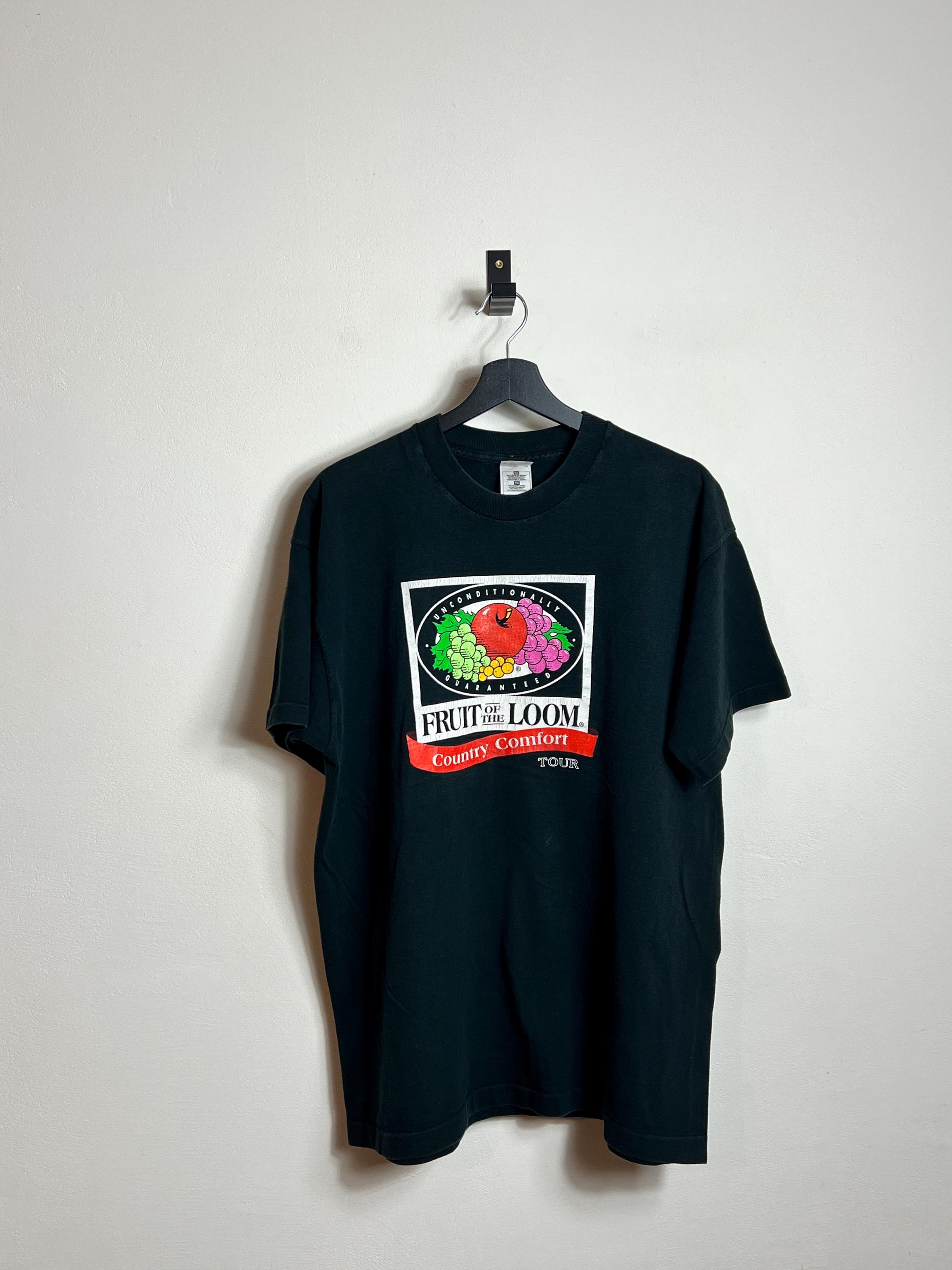 Vintage Fruit of the Loom T Shirt L Black Single Stitch