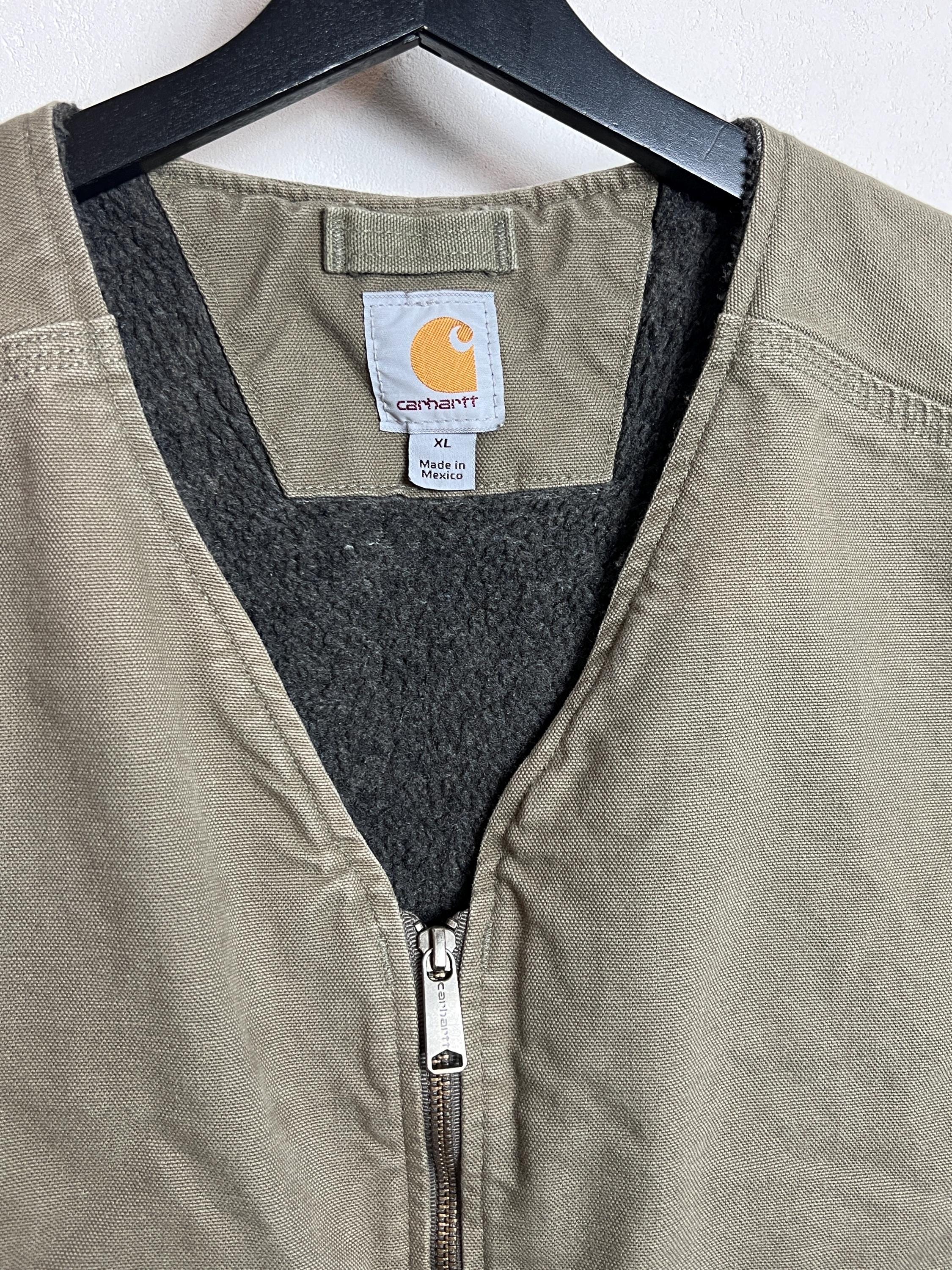 Carhartt Workwear Vest XL Olive Green Sherpa Lined Denim Gilet - Etsy