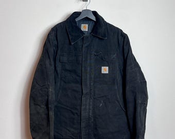 Vintage Carhartt Arctic Coat maat L, zwarte denim werkjas