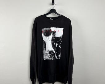 Fugazi Carhartt Crew Neck L XL faded black sweater sweatshirt distressed paintsplatter HC punk