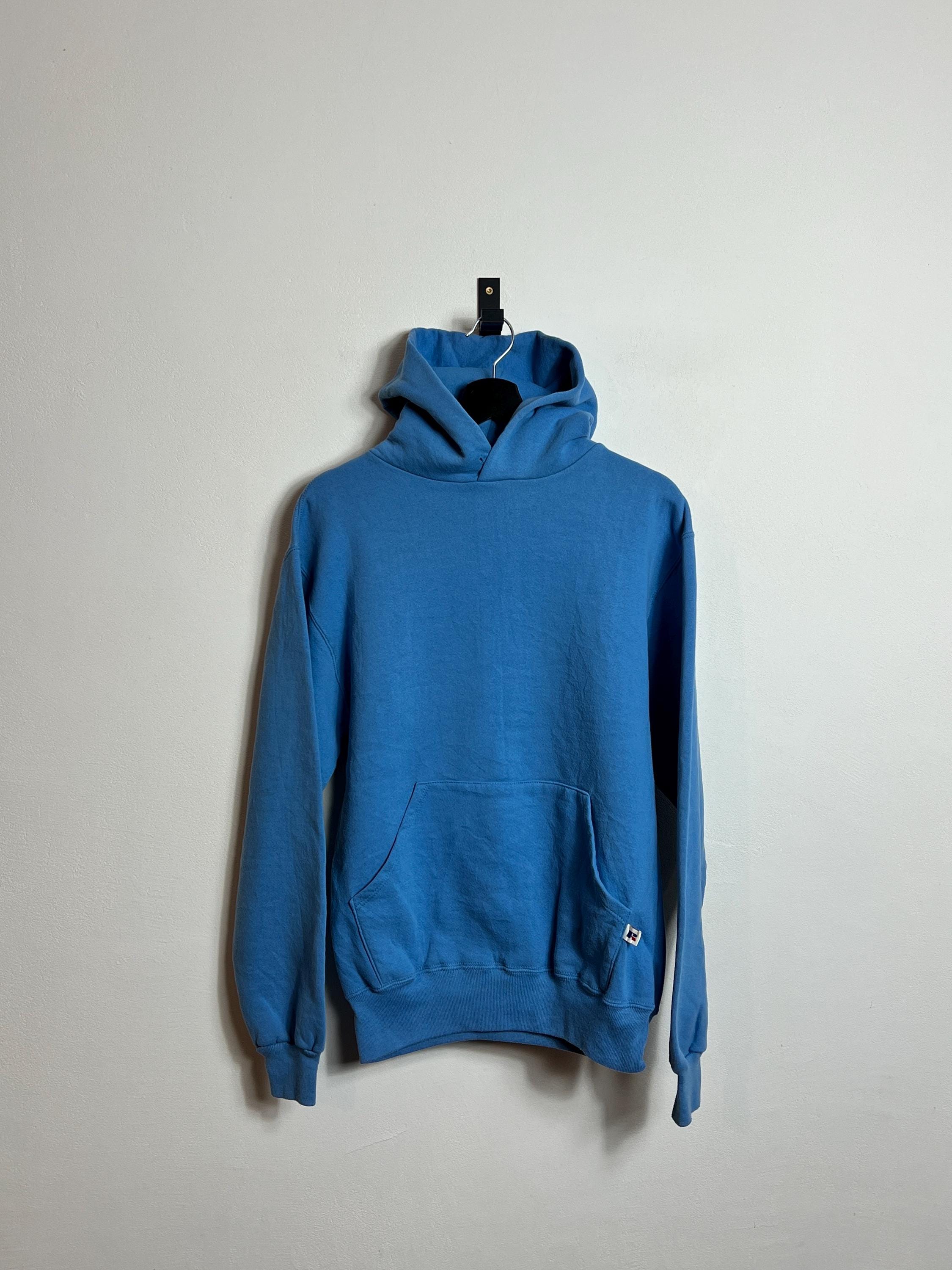 Vintage Russell Hoodie S Light Blue Athletic Sweater 90s Made in 