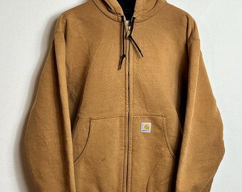 Vintage Carhartt Hooded Zip Jacket S Brown J149 Brn Made in