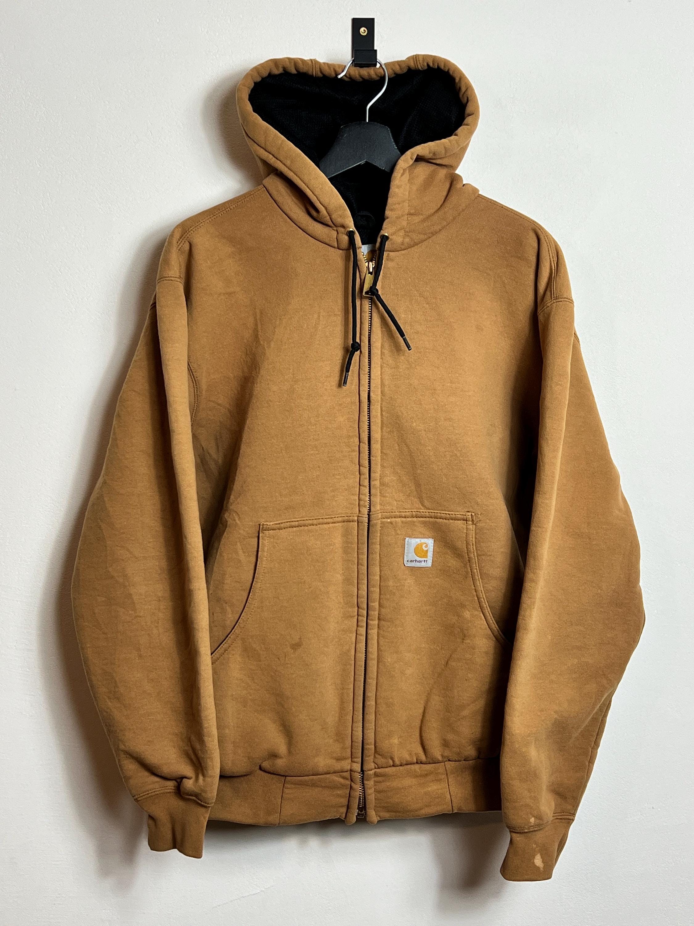 Vintage Carhartt Hooded Zip Jacket S Brown J149 Brn Made in