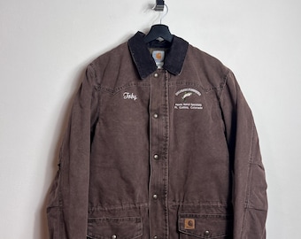 Vintage Carhartt Hooded Zip Jacket S Brown J149 Brn Made in Mexico