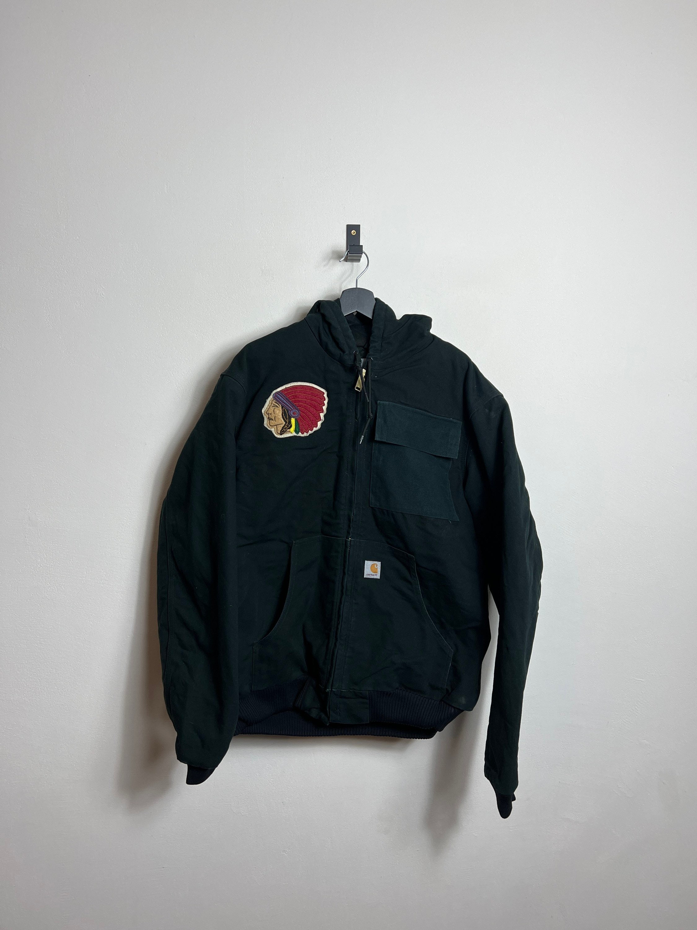 Vintage Carhartt Active Jacket XXL Black Indian Patch Pocket