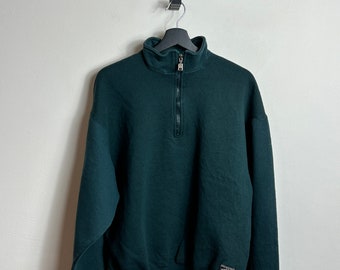 Vintage 90s Russell Athletic Quarter Zip M/L bottle green Sweater Sweatshirt Made in USA