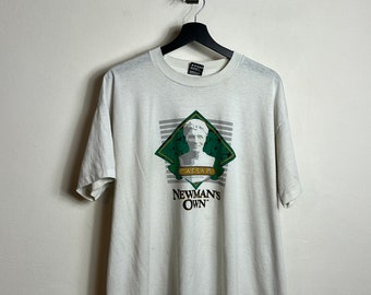 Vintage Newman’s Own CeasarDressing T Shirt white L Fruit of the Loom Made in USA 90s Single Stitch