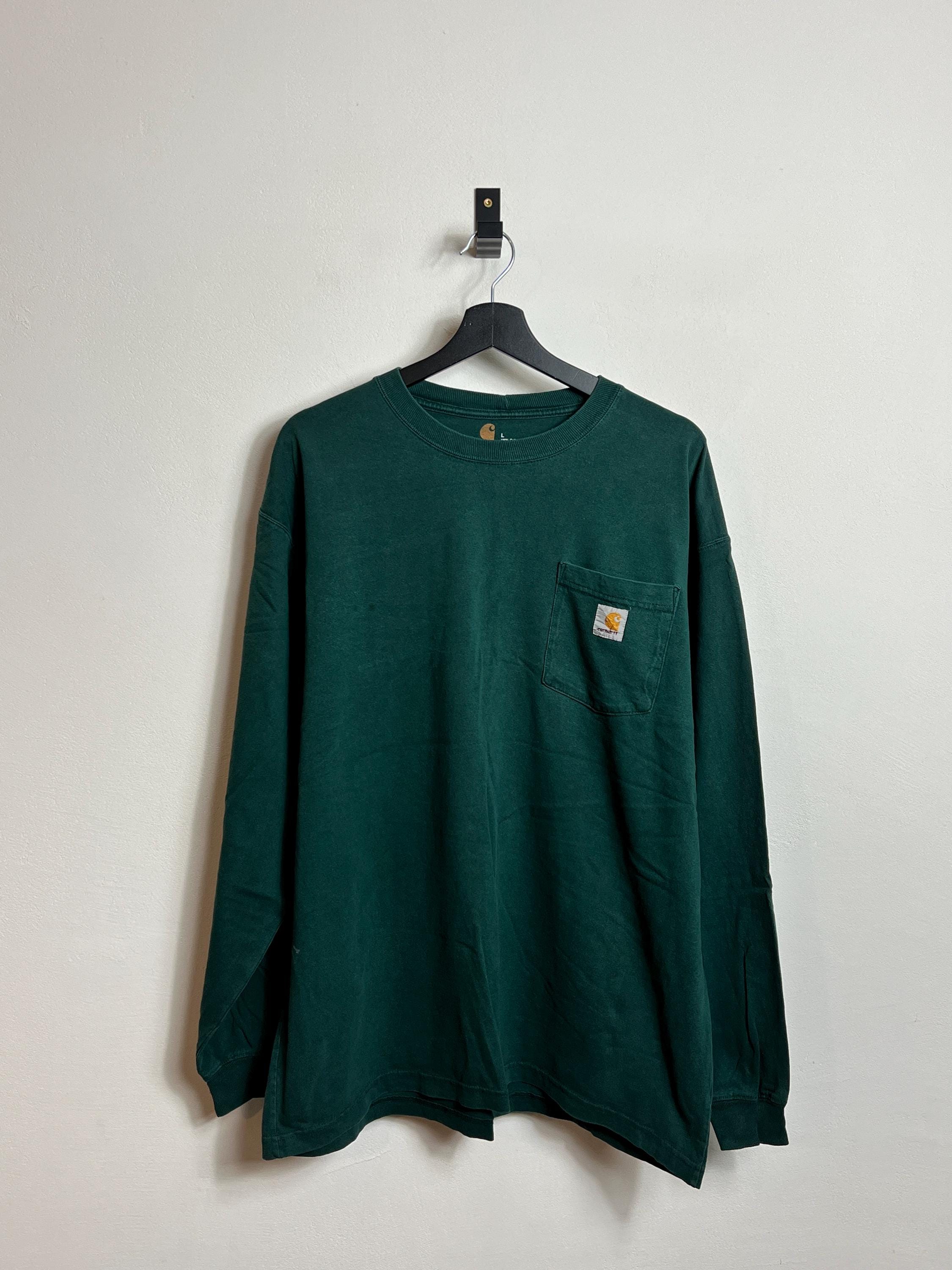 Carhartt Heavy Cotton Longsleeve T Shirt XL Green Workwear Pocket