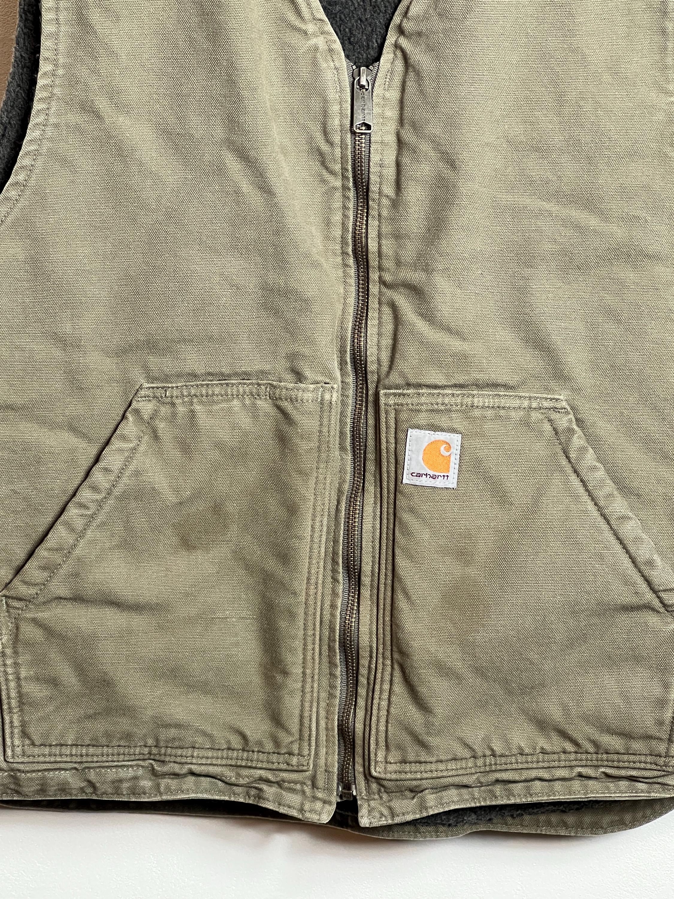 Carhartt Workwear Vest XL Olive Green Sherpa Lined Denim Gilet - Etsy