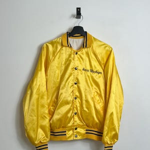 Vintage Iowa Hawkeyes Satin Jacket S yellow College Varsity Blouson 90s