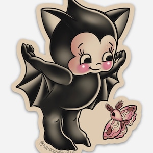 Vintage Bat Kewpie halloween Sticker