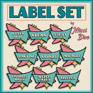 Individual Retro Vintage Inspired 50’s Style Tattoo Artist Squeeze or Spray Bottle Sticker Labels - Build Your Own Boomerang Edition