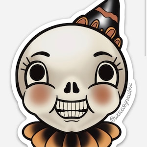 Vintage Skeleton Halloween Sticker