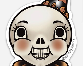 Vintage Skeleton Halloween Sticker