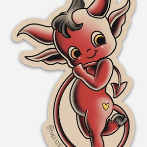 Vintage Devil Kewpie Halloween sticker