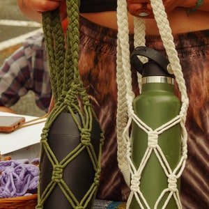 7 COLOURS! Macrame Waterbottle Holder/Yoga mat holder - matching set/ 100% recycled cotton.