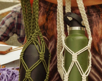 5 COLOURS! Macrame Waterbottle Holder/ 100% recycled cotton.