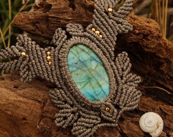 Colliers intuitifs labradorite/pierre précieuse naturelle, micromacramé, réglable