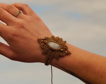 MOONSTONE Wald Armband/Handgelenk,Arm,Fußgelenk/natürlicher Edelstein,Mikromakramee, verstellbar