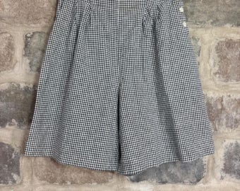 Chaus Vintage Womens Black White Gingham Linen Blend High Rise Shorts Size 14
