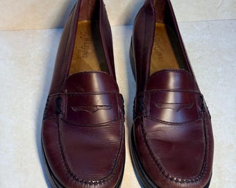 Bass Weejuns Katherine II Burgundy Leather Penny Loafers Womens 10M Preppy
