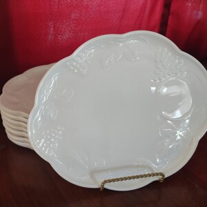 Vintage Milk glass Harvest Grape snack plate set
