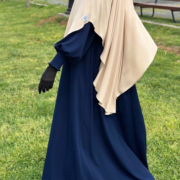 Abaya Jilbab Islamic dress Balloon Sleeves Egyptian Silk Crepe Lightweight Summer