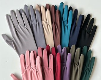 Islamic Modest Gloves Jersey for Small to Medium Hands - Comfortable, Stretchy, Perfect for Everyday Wear - Black Beige Blue Brown Pink Grey