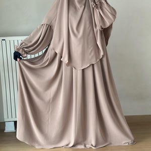 Abaya Set Hijab Khimar | Aerobin Wrinkle Free Jilbab Wide Skirt Lightweight Breathable Summer Ramadhan Eid Nikah Birthday Gift |ANIQAH ABAYA
