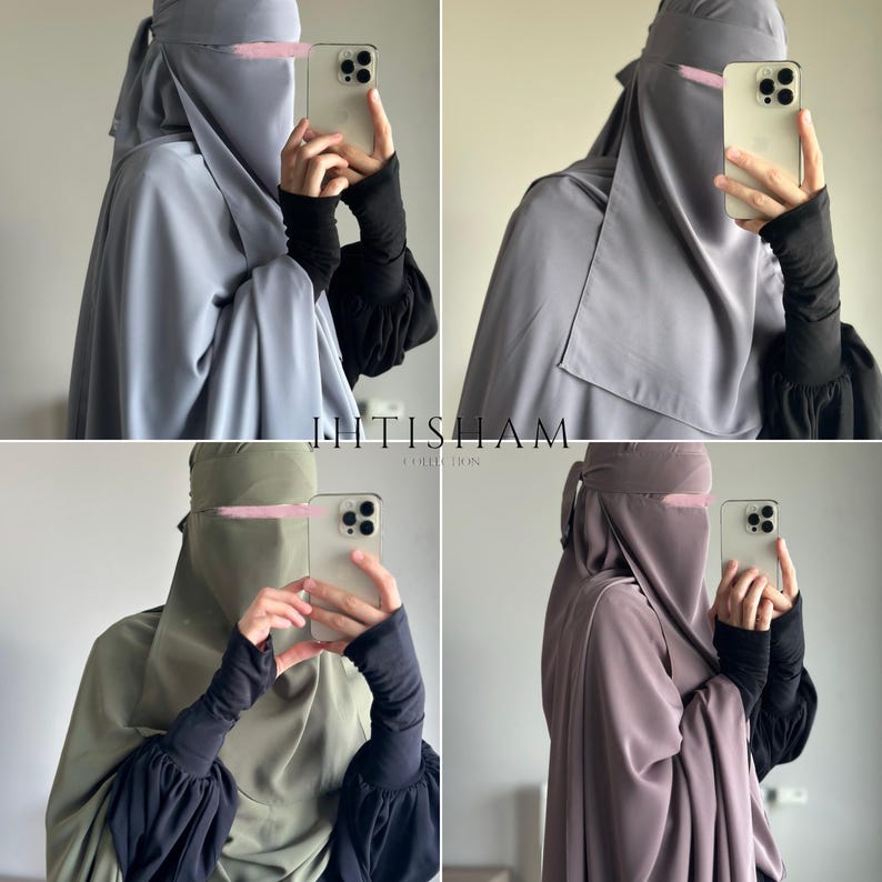 Niqab Face Veil in Multiple Colors - Premium Crepe Egyptian Silk - Lightweight, Breathable, Modest image 9