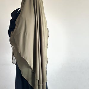 Two Layer Chiffon Oval Khimar in Multiple Colors - Elegant, Lightweight & Modest Islamic Clothing for Special Days Eid Ramadhan Nikah