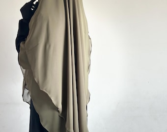 Two Layer Chiffon Oval Khimar in Multiple Colors - Elegant, Lightweight & Modest Islamic Clothing for Special Days Eid Ramadhan Nikah