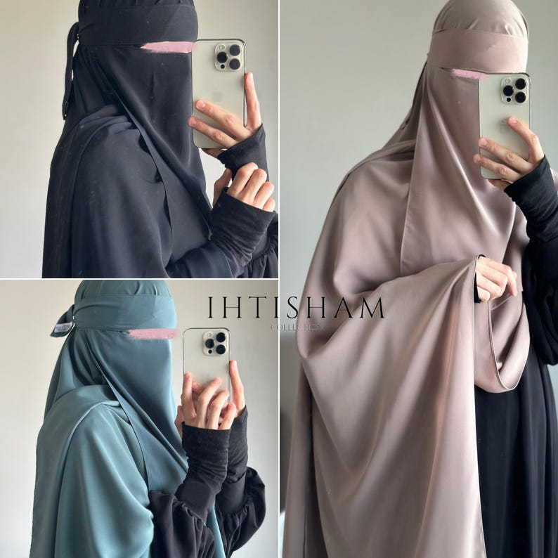 Niqab Face Veil in Multiple Colors - Premium Crepe Egyptian Silk - Lightweight, Breathable, Modest image 7