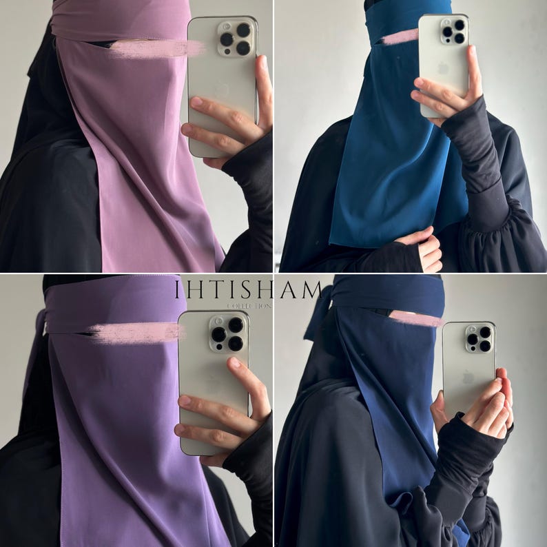 Niqab Face Veil in Multiple Colors - Premium Crepe Egyptian Silk - Lightweight, Breathable, Modest image 8