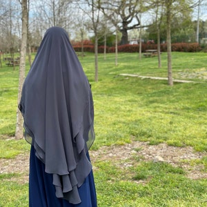 3 Layer Chiffon 11 Color Options Long Khimar For Muslim Women Nikah And Prayer
