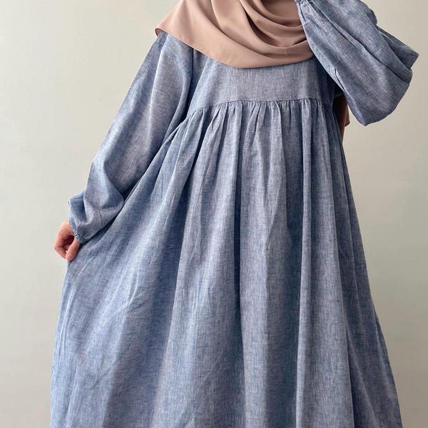 Abaya ze 100% bawełny organicznej – oddychająca sukienka modlitewna, skromny Jilbab Khimar