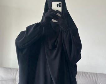 Conjunto Jilbab Abaya de dos piezas - Falda Khimar afgana Hijab Niqab Velo Islámico / Eid Nikah Regalo de boda Ramadán / Crepe Verano Ligero