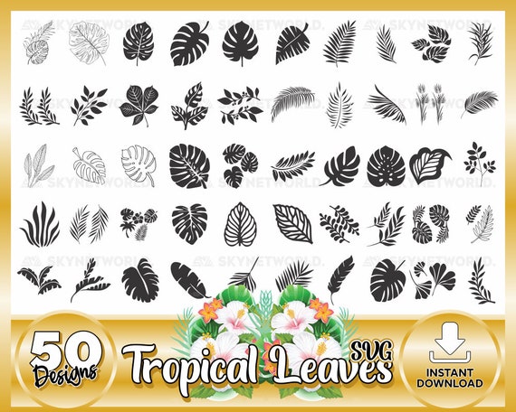 Tropical Leaves Svg Leaves Tropical Leaf Svg Libbey Glass - Etsy