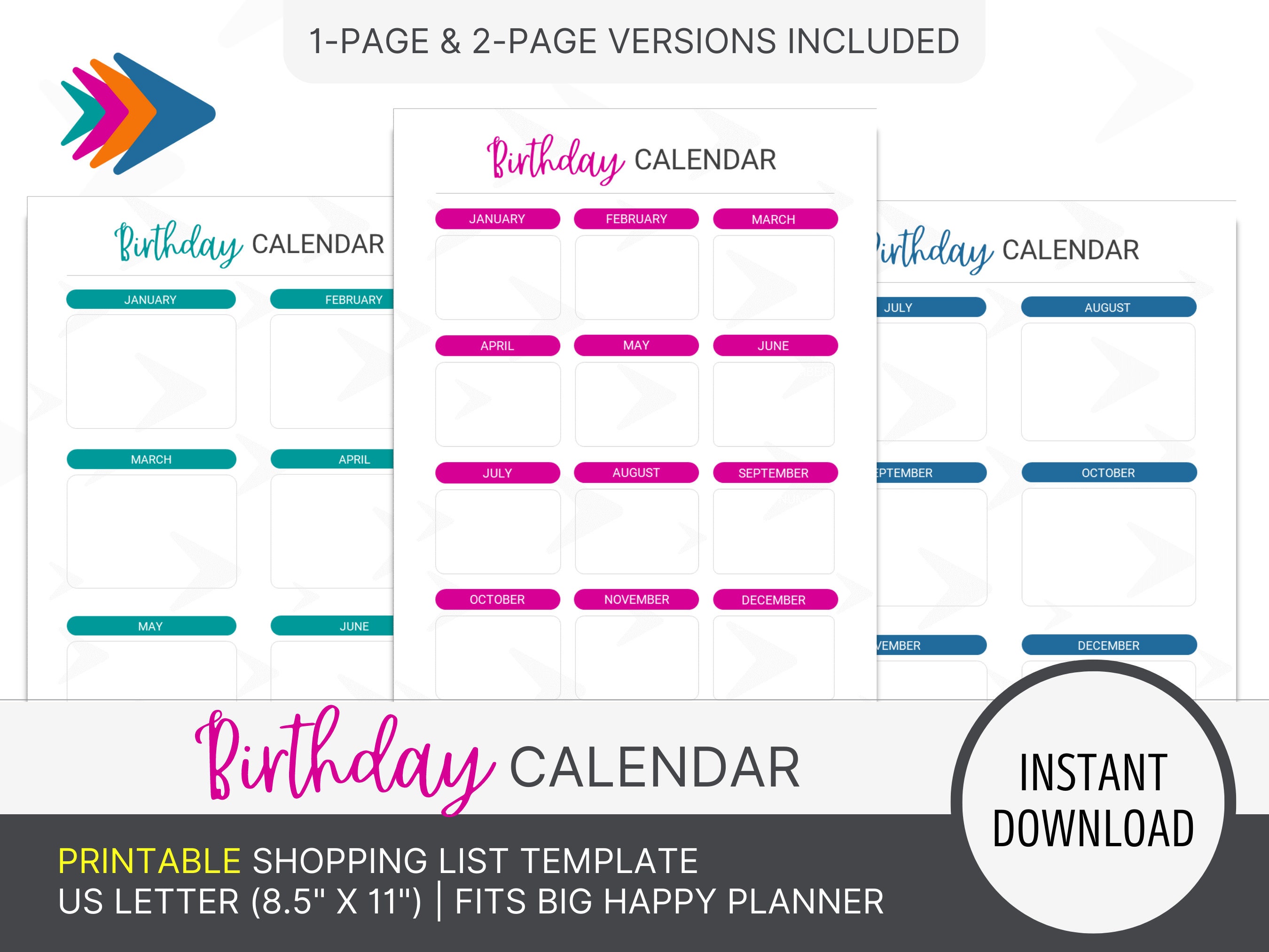 Printable Birthday Calendar, Birthday Tracker, Perpetual Planner, Family  Birthday List, Fits Classic Happy Planner, Minimalist, 2 Layouts - Etsy