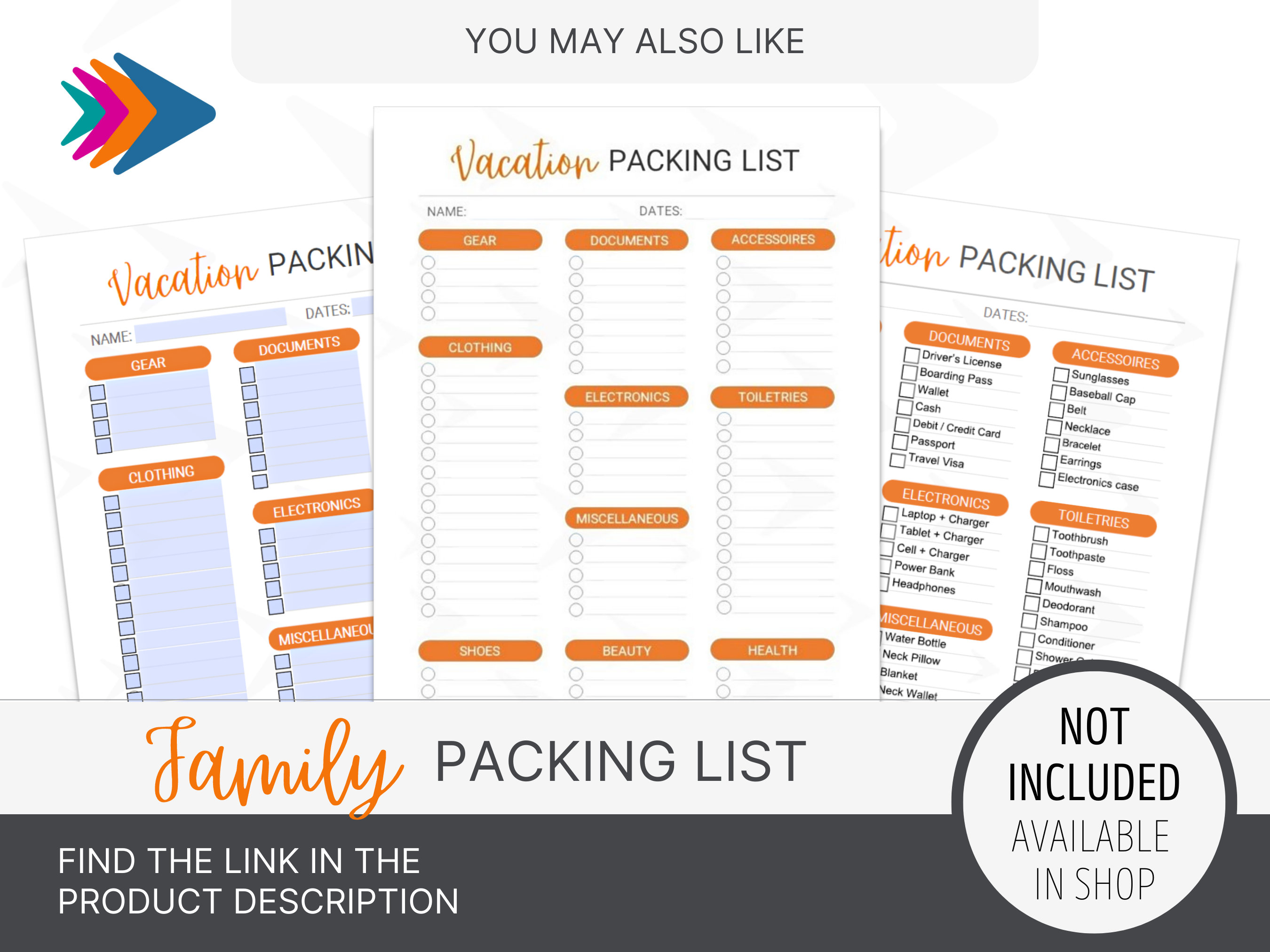 Kids Packing List, Digital Planners, Packing List Template, Travel ...