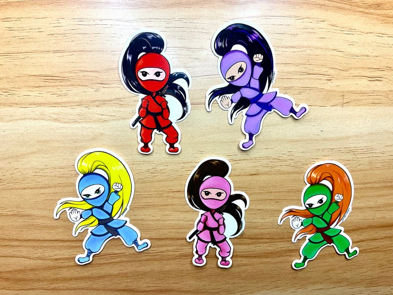 Library Ninja Sticker 5 Ninja Girl Sticker Bundle Sticker - Etsy