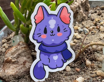 Cute Purple Cat with Scarf Sticker Decal