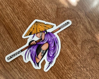 Anime Warrior Girl Vinyl Waterproof  Sticker